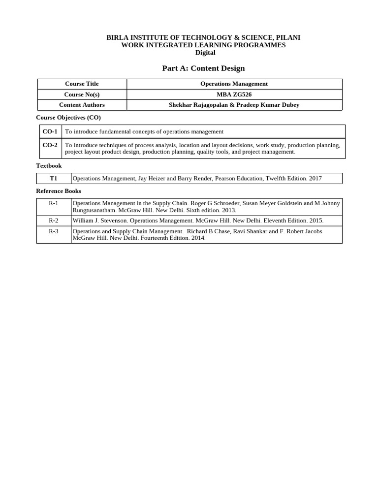 Mba ZG526 Course Handout Revised | PDF