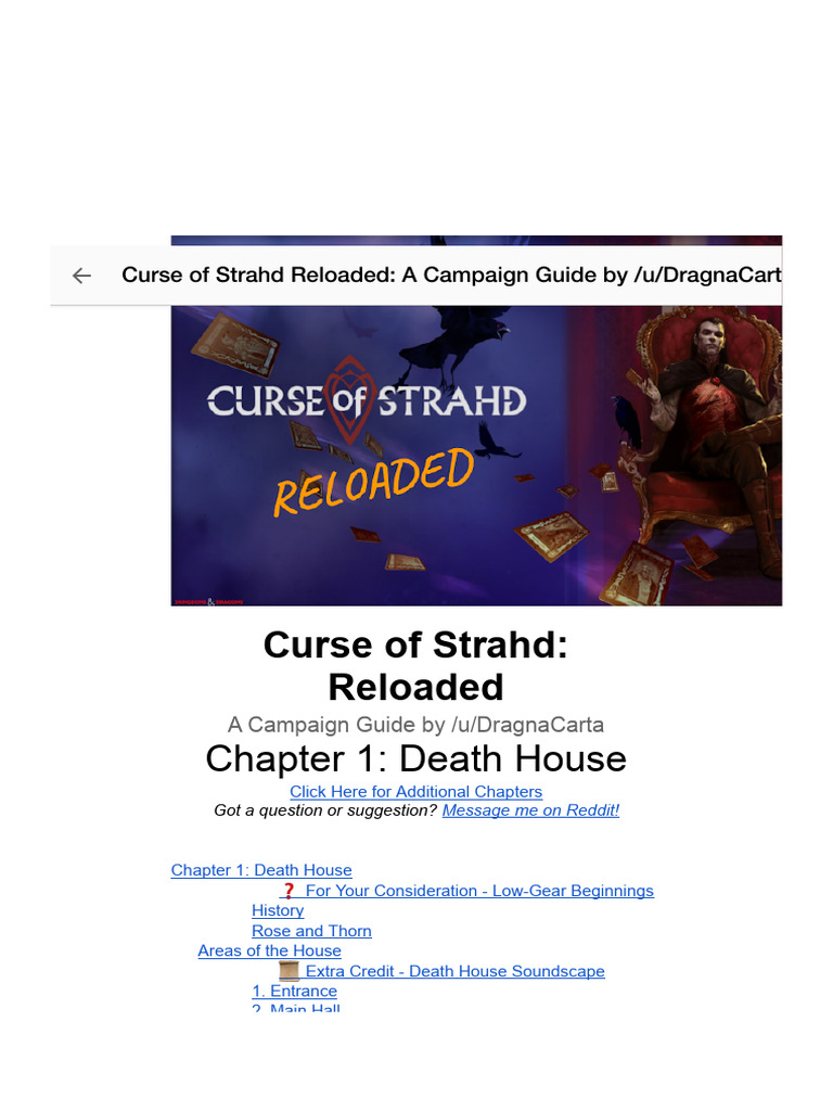 Curse of Strahd Reloaded A Campaign Guide by /u/DragnaCarta Death House PDF