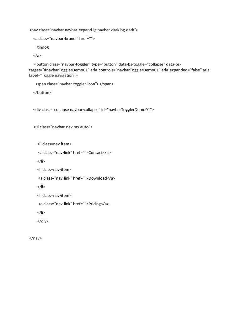 Bootstrap navbar pdf