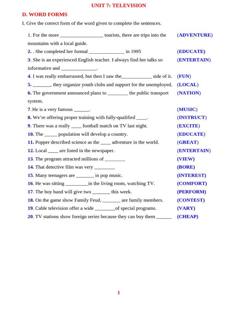 Vocabulary Wordform | PDF