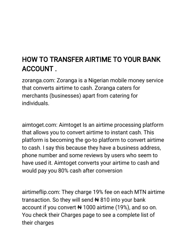 How To Convert Airtime To Cash