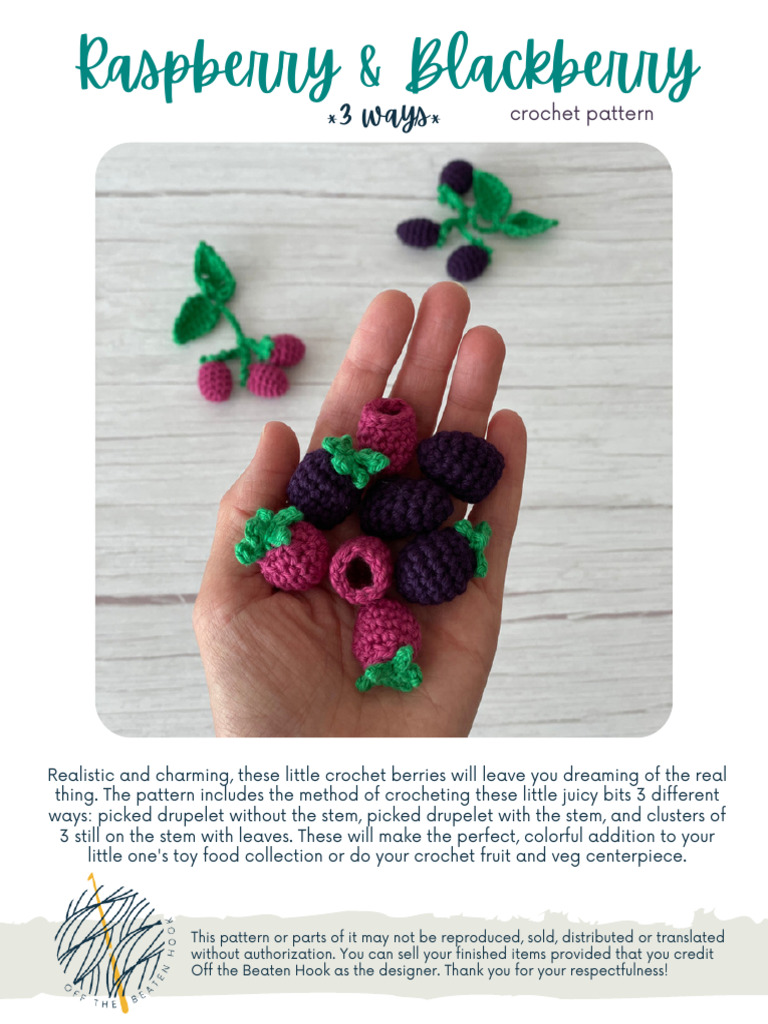 Raspbarry + Blackberry Crochet Pattern | PDF