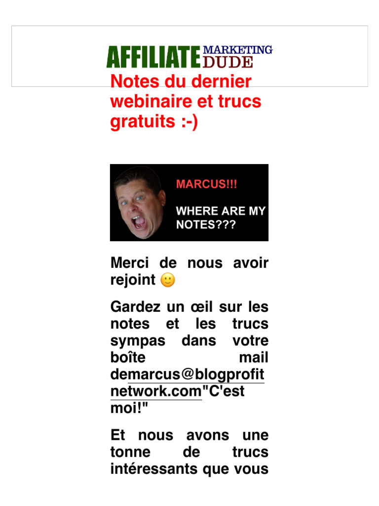 Dernières Notes de Webinaire Et Trucs Gratuits | PDF | Affiliation ...