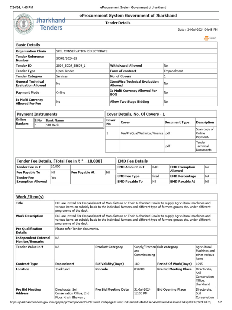 Eprocurement System Government of Jharkhand | PDF