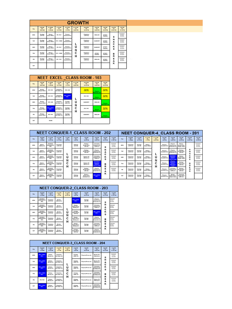 Updated - Time Table Latest - August Updated Neet | PDF