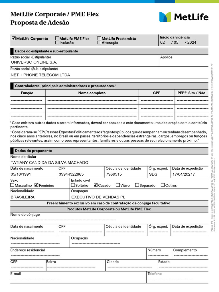 Proposta MetLife | PDF