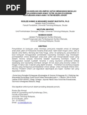 4 Pendekatan Kaunseling Kelompok Untuk Menangani Masalah Emosi Anak Anak Yatim Pdf