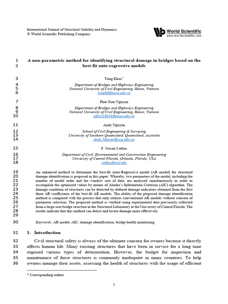 Bridge Damage Detection via AR Models | PDF | Akaike Information ...