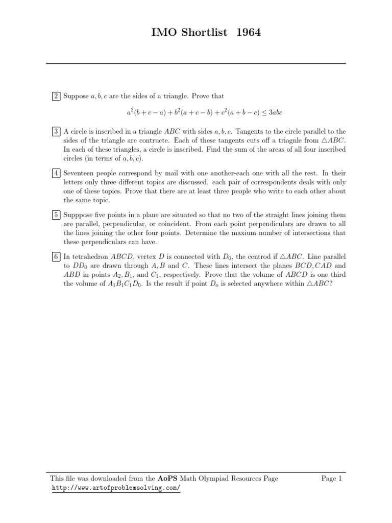 International competitions imo shortlist 1964 17 pdf