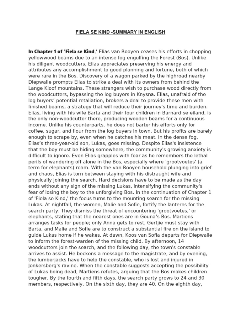 Fiela Se Kind - Summary | PDF