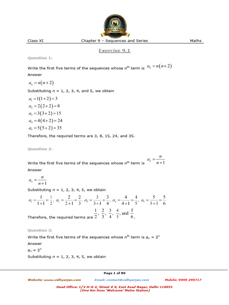 Chapter 9 Sequences and Series | PDF