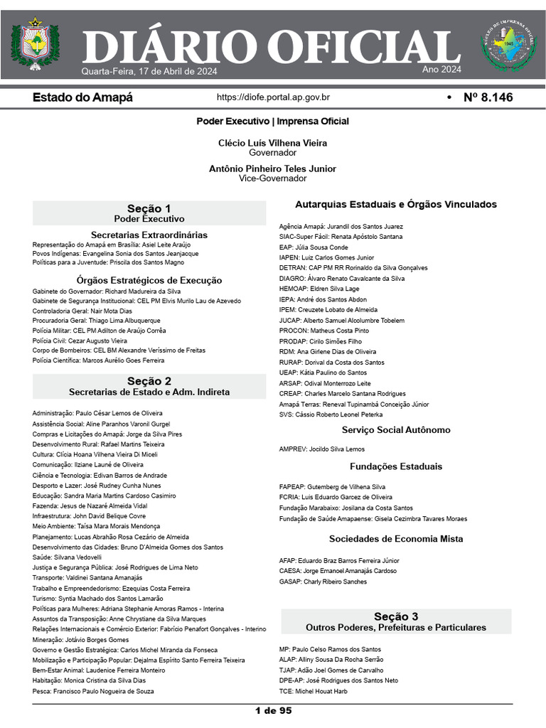 Diário Oficial: Estado Do Amapá - #8.146 | PDF