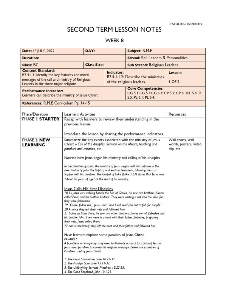 2nd Term RME W8 | PDF