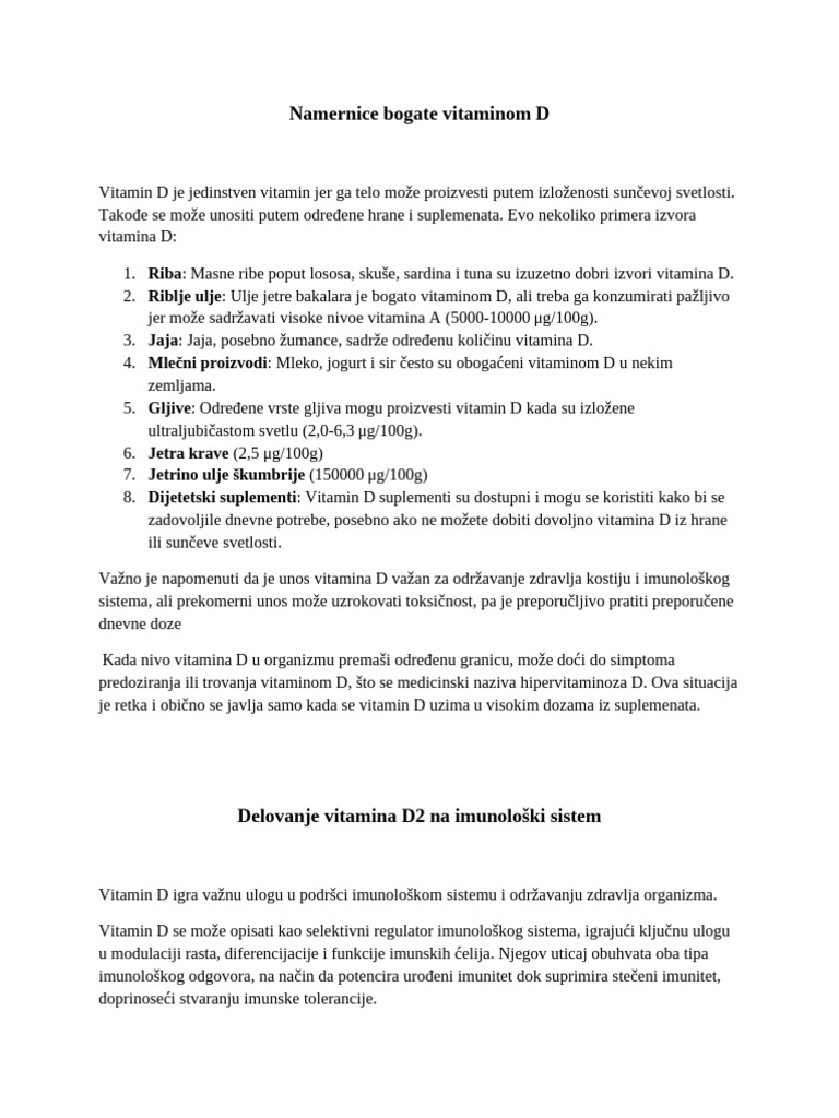Namernice Bogate Vitaminom D | PDF
