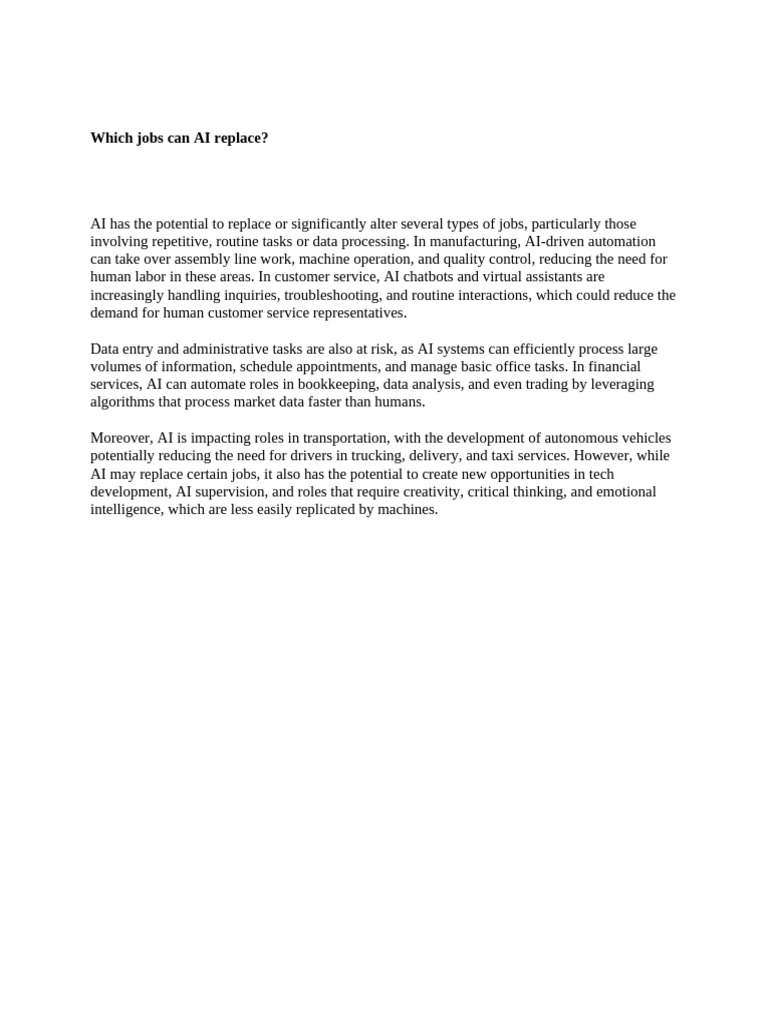 Which Jobs Can Ai Replace Pdf