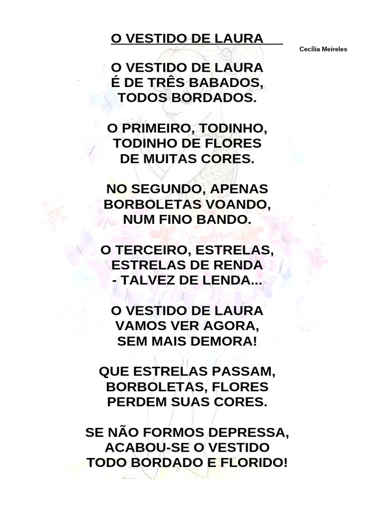 Cartaz Da Poesia o Vestido de Laura-Cecília Meireles | PDF