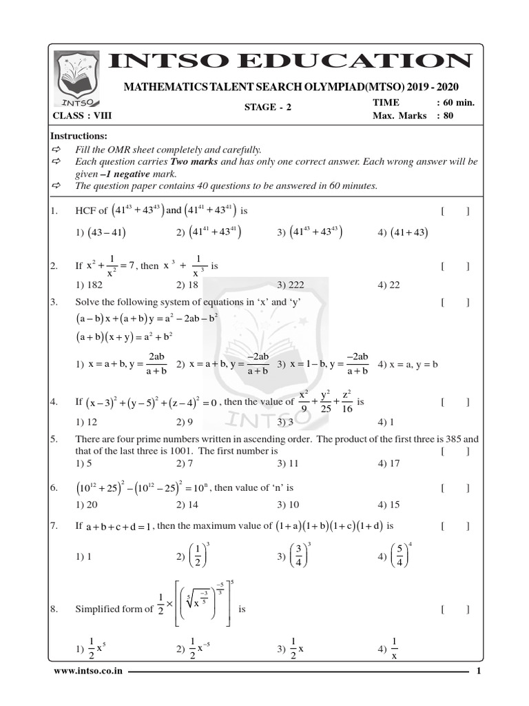 8TH Class Mtso Level - Ii | PDF