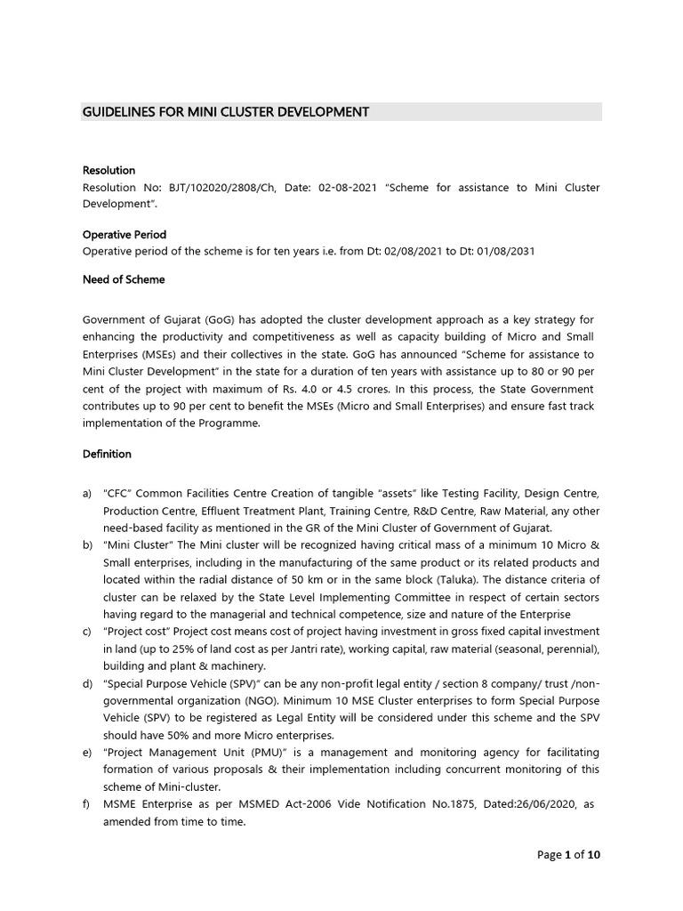 Mini Cluster Guideline | PDF