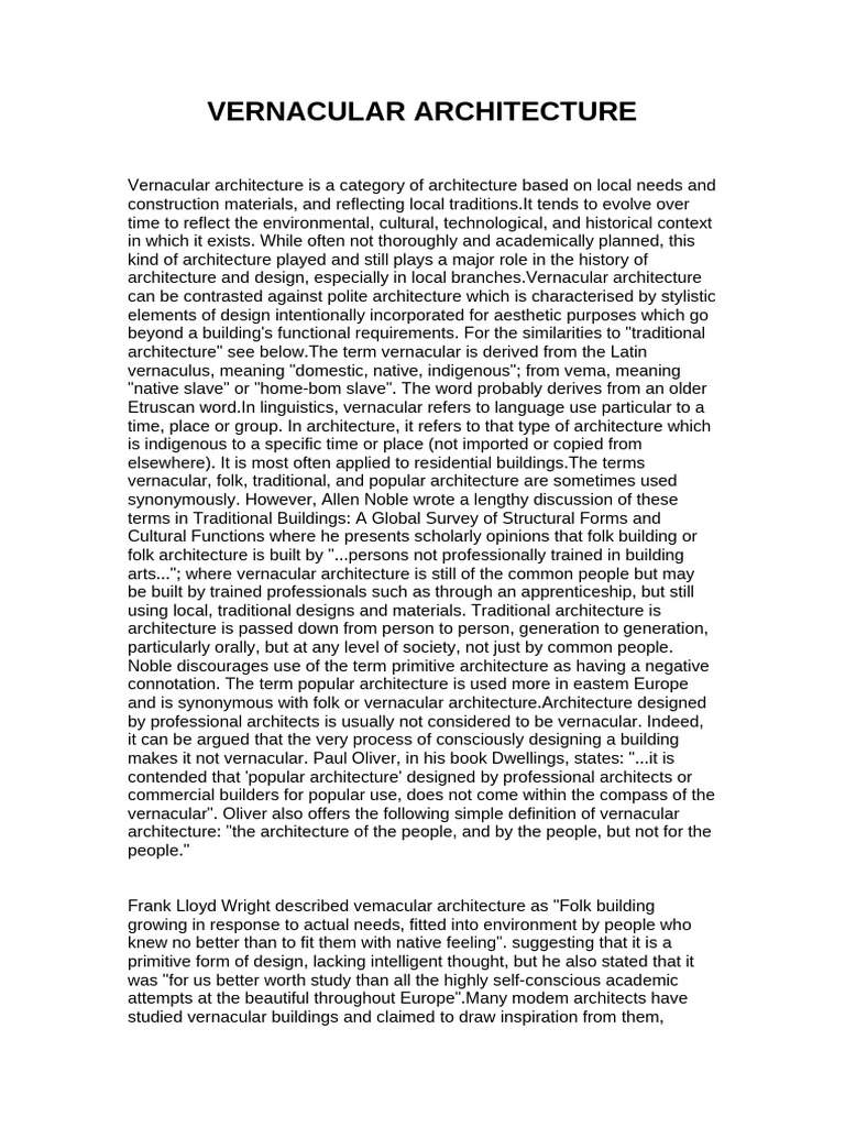 Vernacular Architecture | PDF