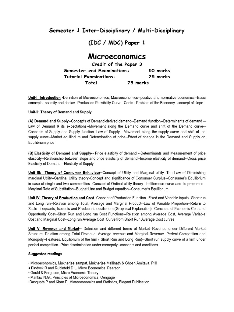 Microeconomics IDC-MDC | PDF
