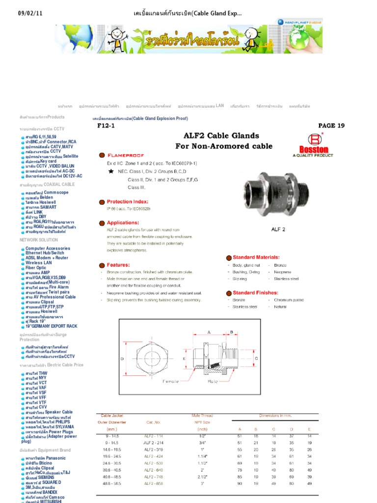 เคเบิ้ลแกลนด์กันระเบิด (Cable Gland Explosion Proof) | PDF