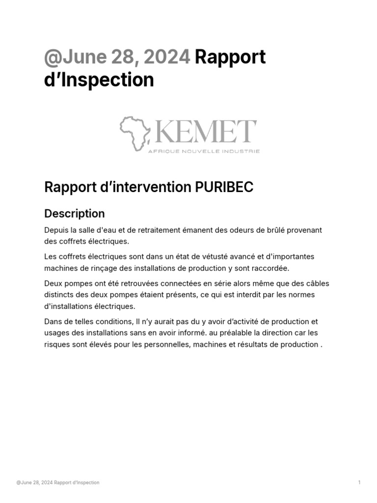 Rapport d'Inspection Électrique 2024 | PDF | Sécurité