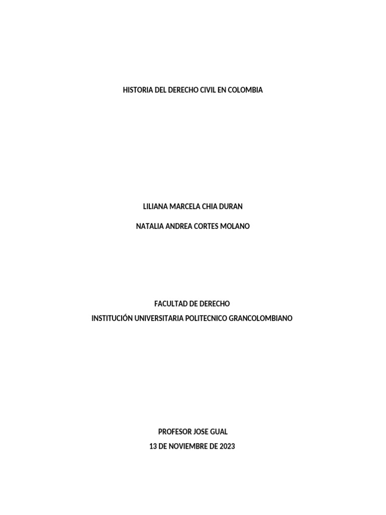 Historia Del Derecho Civil en Colombia | PDF