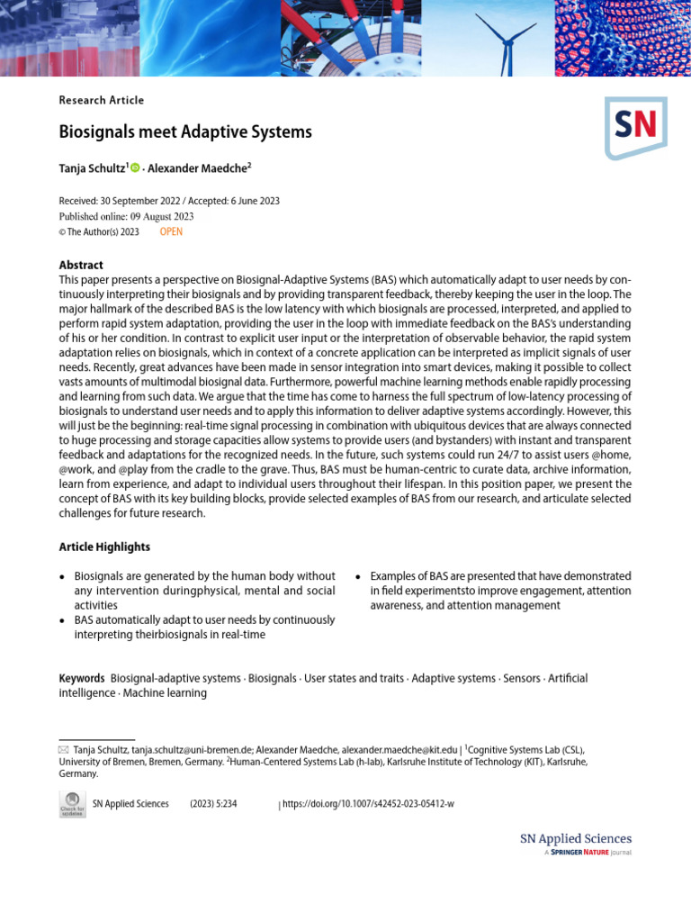 Biosignal-Adaptive Systems Overview | PDF | Human–Computer Interaction ...