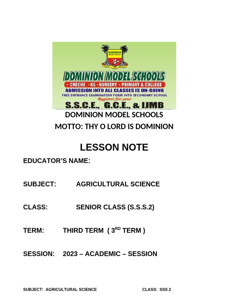 Agric Science Ss2 3rd Term | PDF
