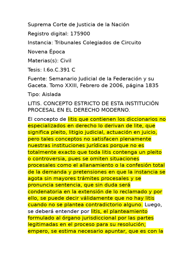 Litis y Litigio | PDF | Demanda judicial | Justicia