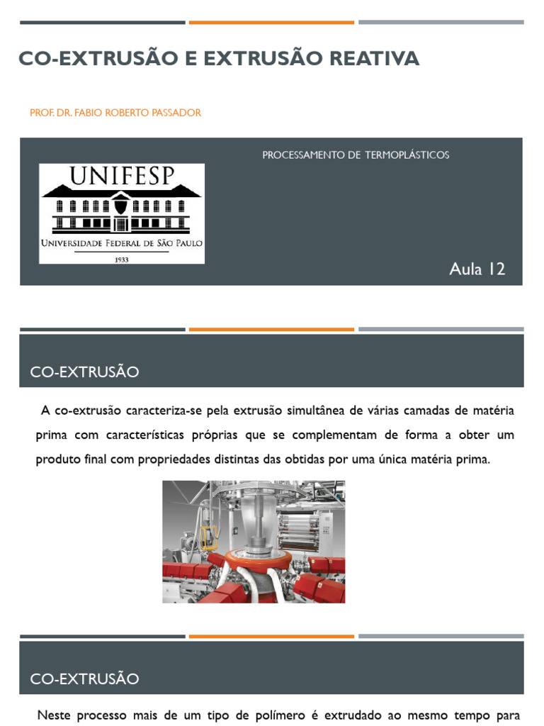 Aula 12 - Co-extrusão e Extrusão Reativa-1 | PDF