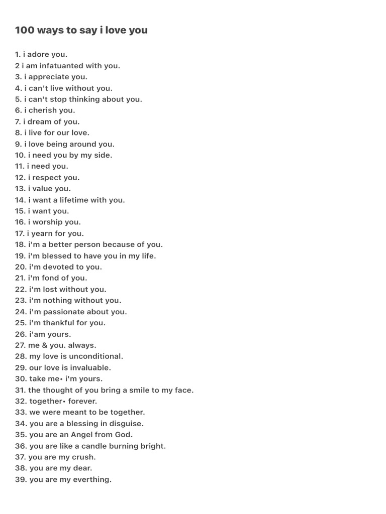 100 Ways To Say I Love You | PDF