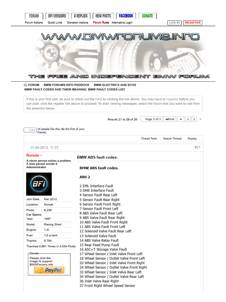 BMW ABS Fault Codes | PDF