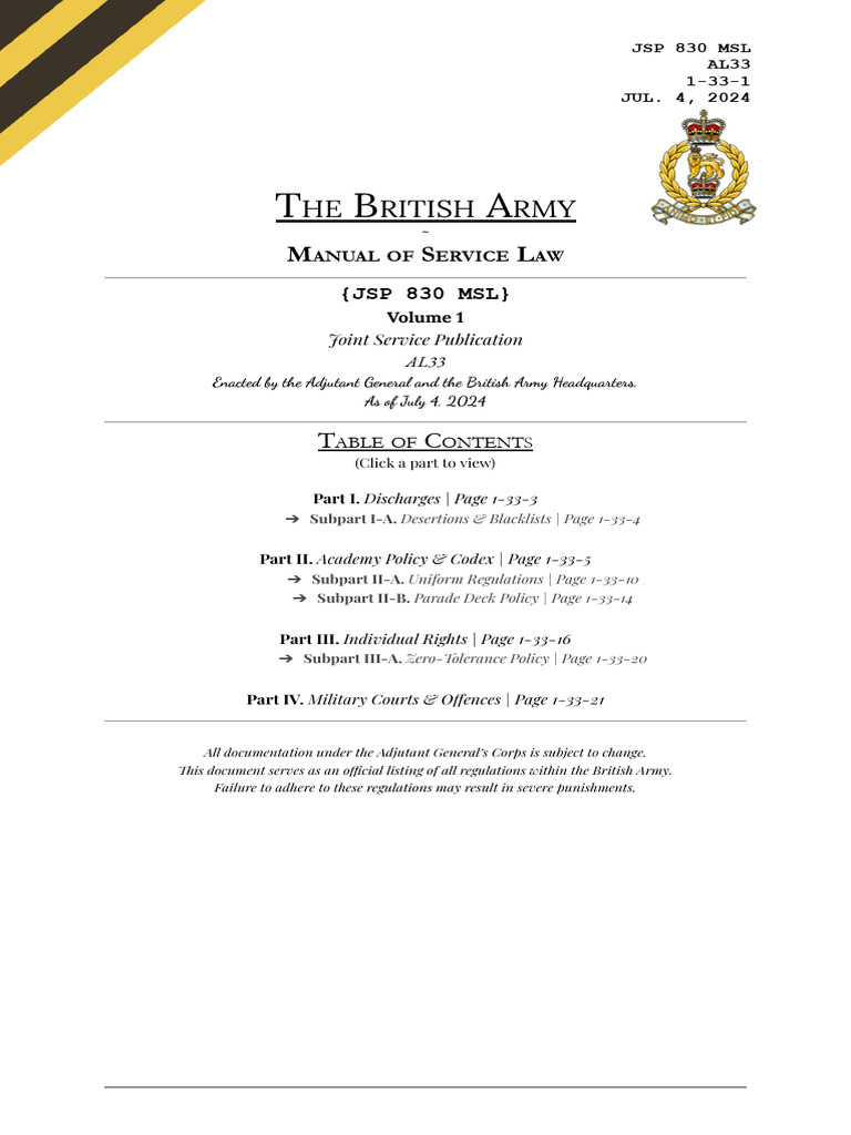 BA - Manual of Service Law - JSP 830 MSL | PDF
