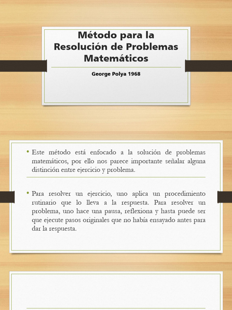Método de Polya para Resolver Problemas Matemáticos | PDF | Matemáticas ...