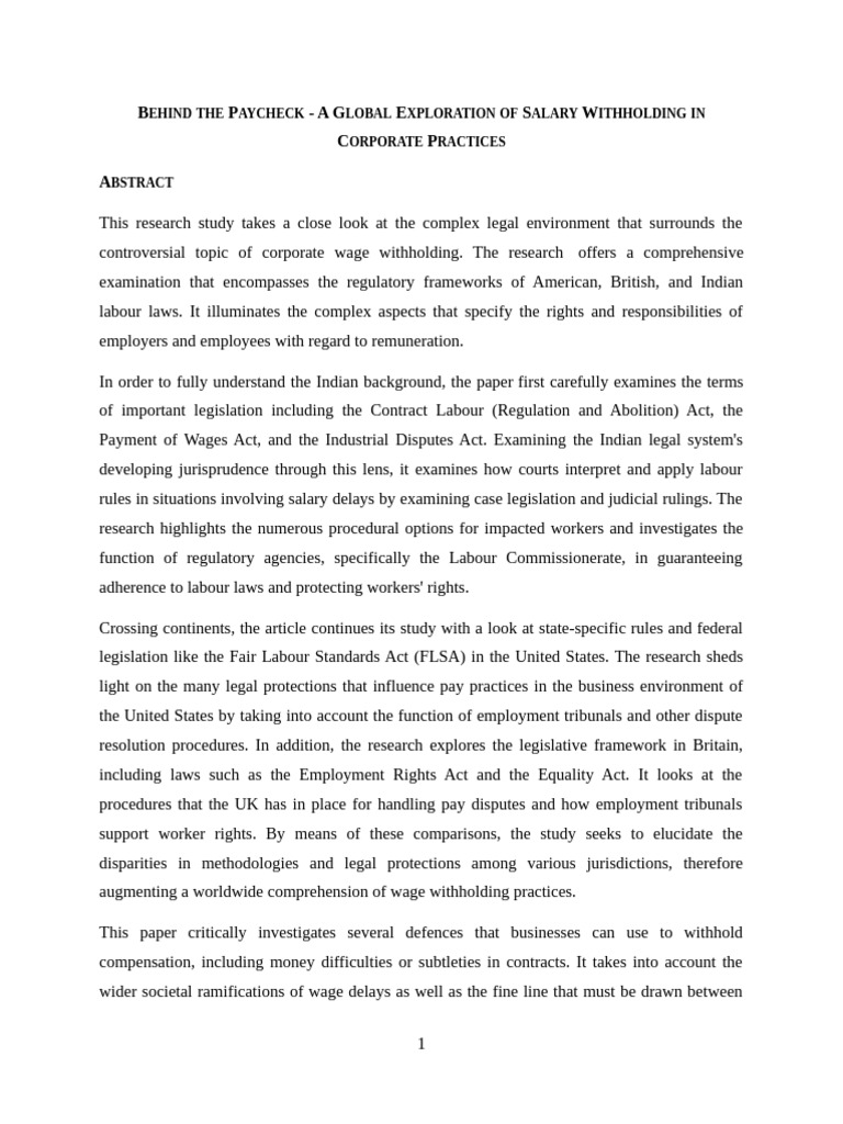 Global Wage Withholding Laws | PDF | Employment | Salary