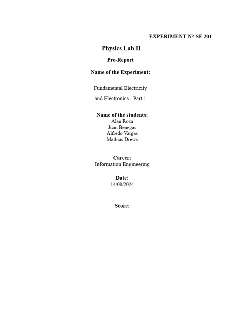 Experiment N°-Sf 201 | PDF