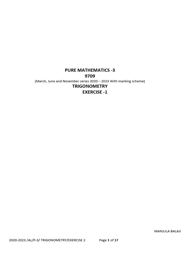 P3 - Trigonometry Ex - 1 With Ms | PDF
