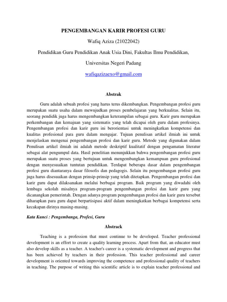 Pengembangan Karir Profesi Guru | PDF | Karier & Perkembangan