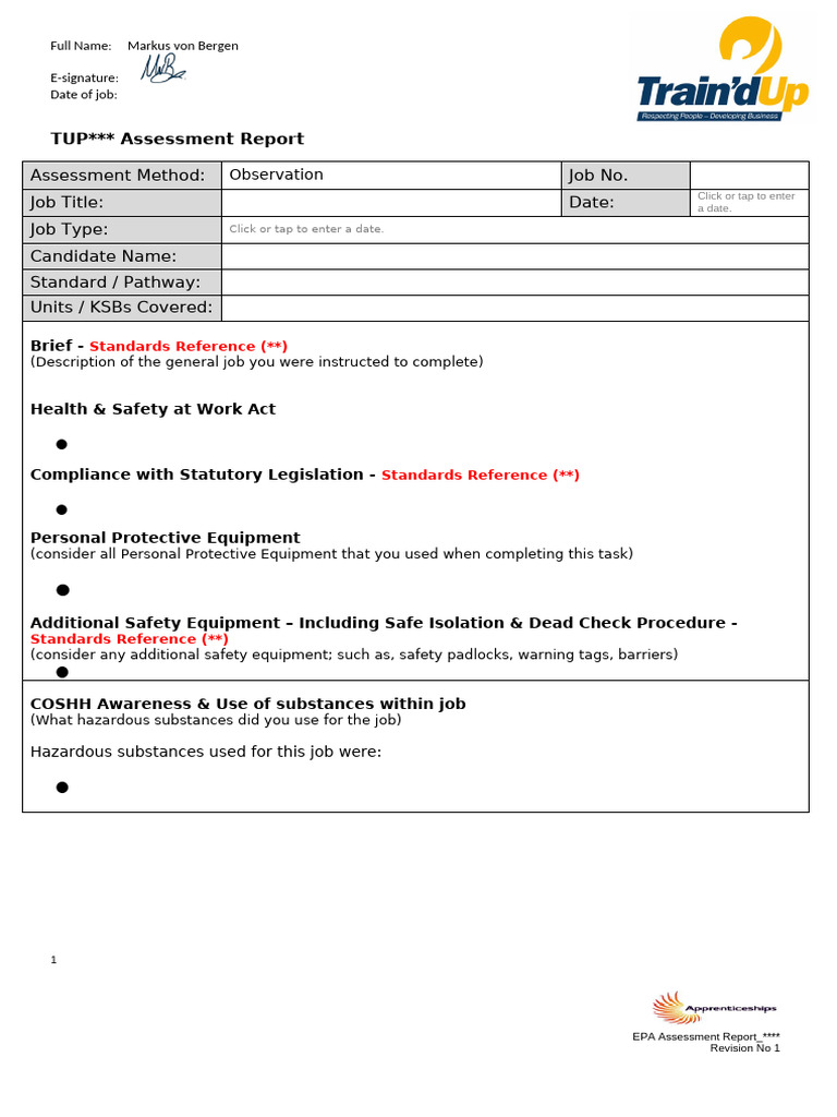 EPA Assessment Report for Markus von Bergen | PDF | Personal Protective ...