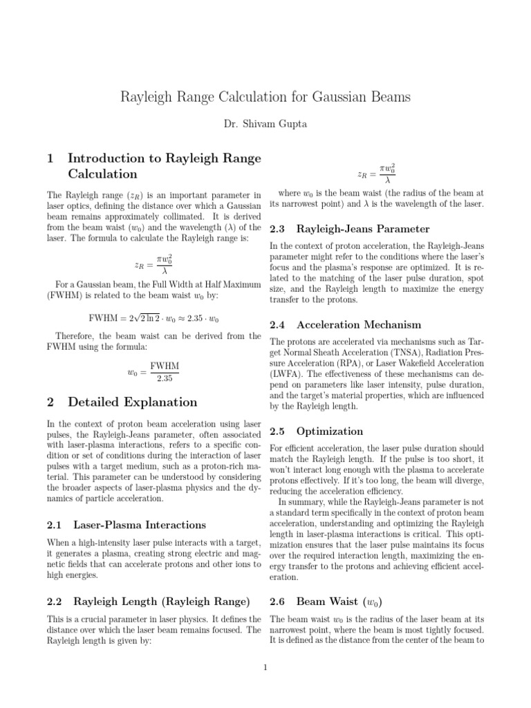 Rayleigh Range2 | PDF