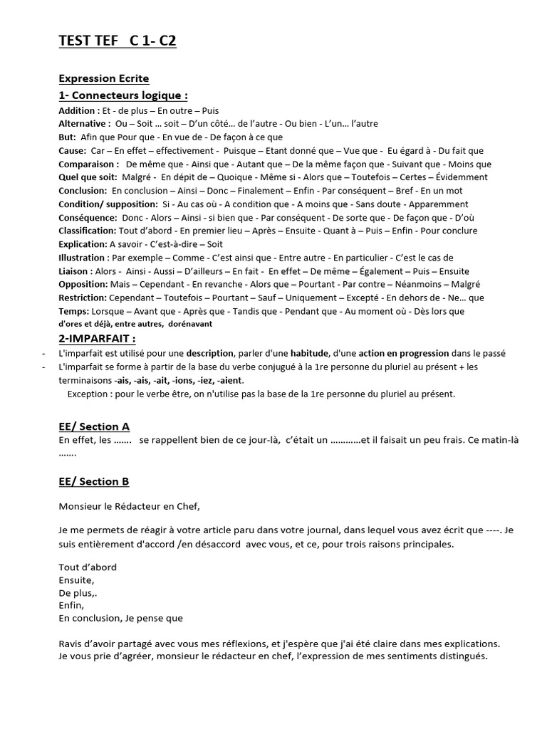 TEF Preparation | PDF