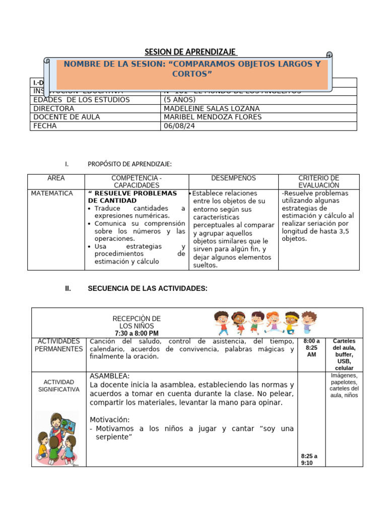 Sesion de Aprendizaje 02 Largo - Corto | PDF