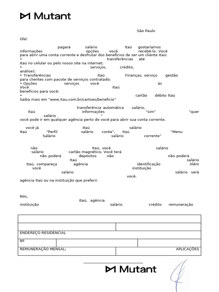 Carta para Abertura de Conta | PDF