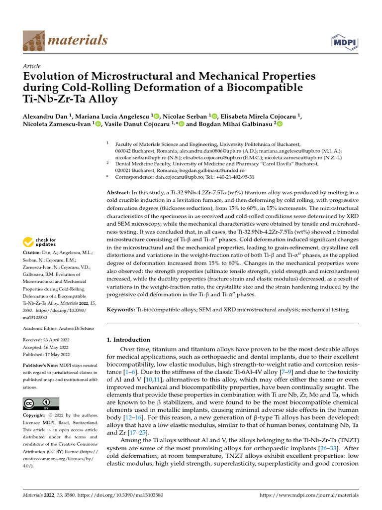 Evolution of Microstructural and Mechanical Proper | PDF