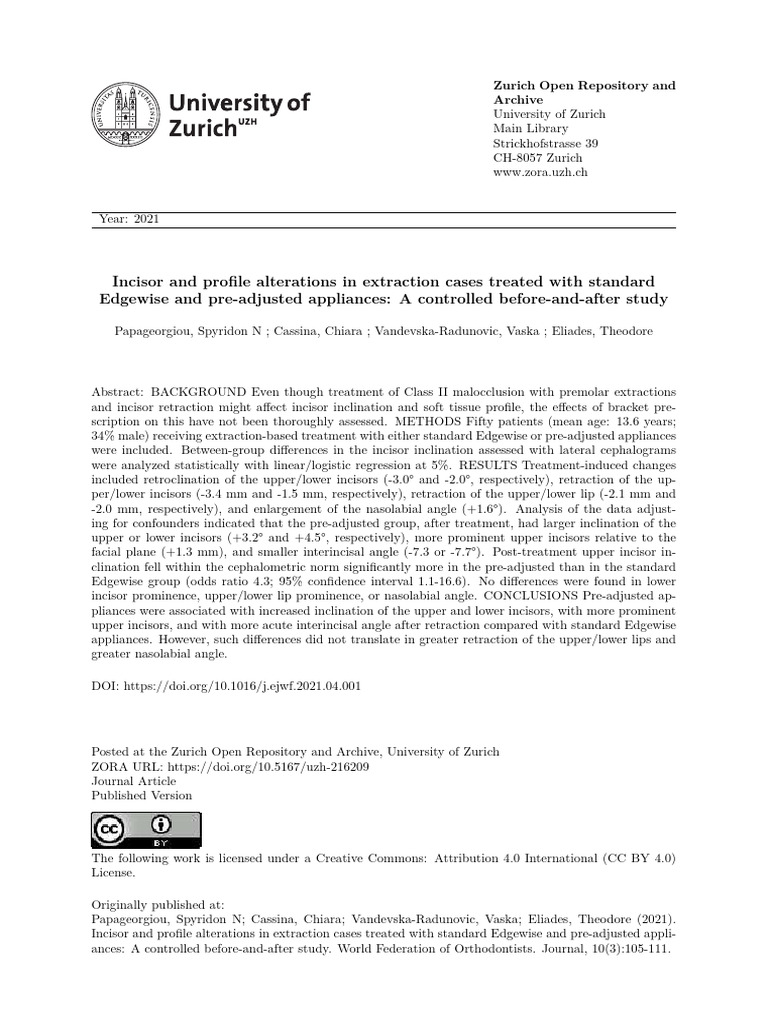 Incisor and Profile Alterations in Extraction Case | PDF | Orthodontics ...