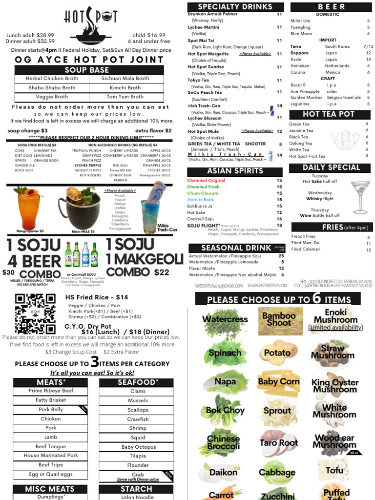 HS Menu (11 × 8.5 In) | PDF | Drink | Tofu