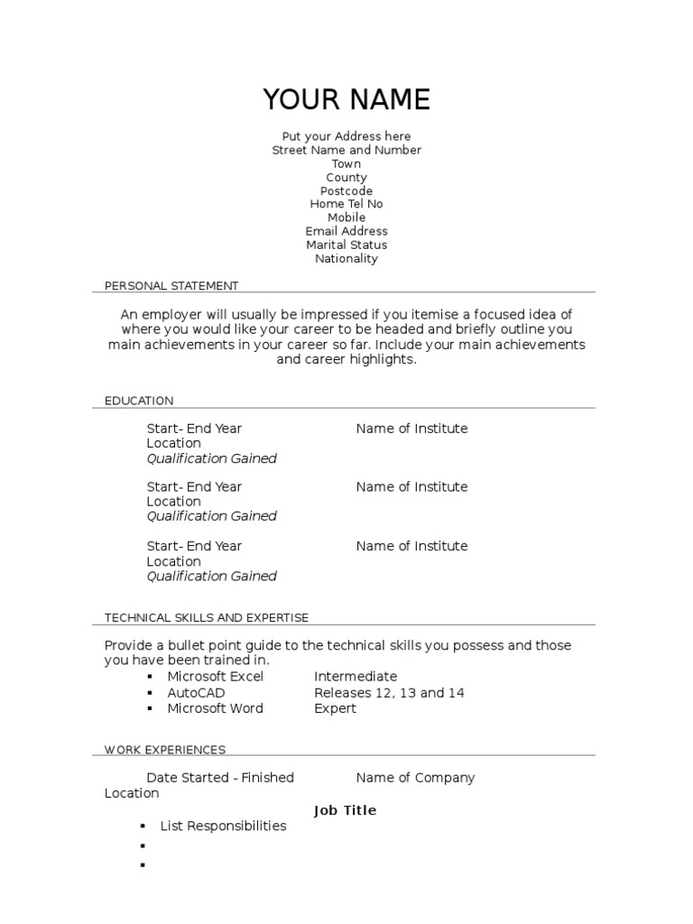 CV Template Classic | PDF