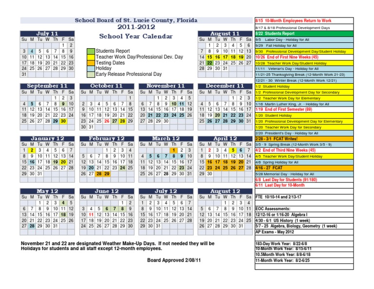 School Calendar 2011 2012 | PDF | Academic Term | Schools
