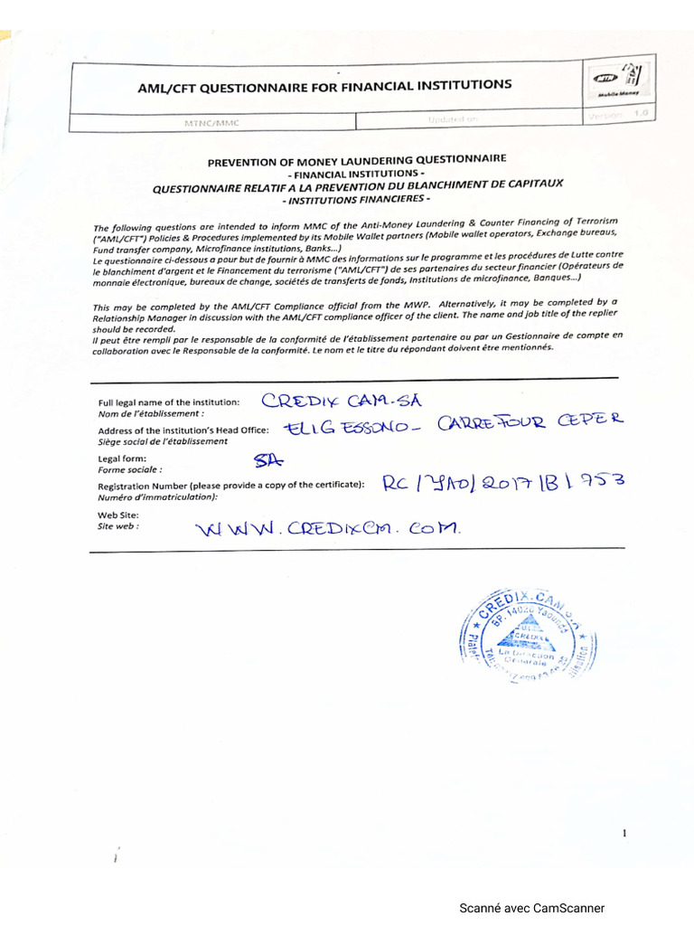 Aml Questionnaire Pdf